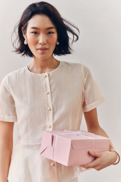 Peach Dust Organza Peplum Sylvette Blouse