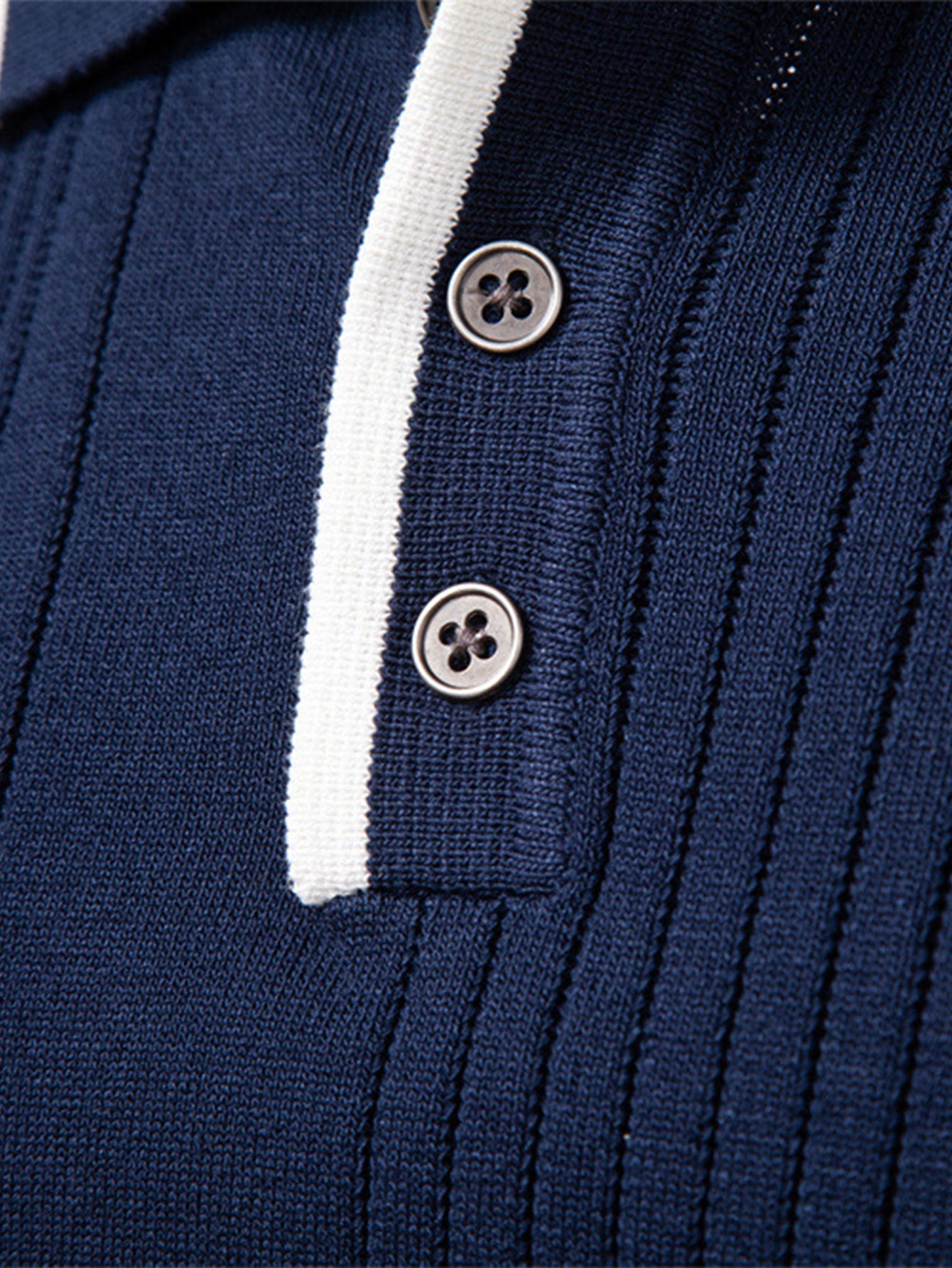 Camisa Polo Jacquard Listrada de Malha com Mangas Longas & Calças Ajustadas de Corte Afunilado