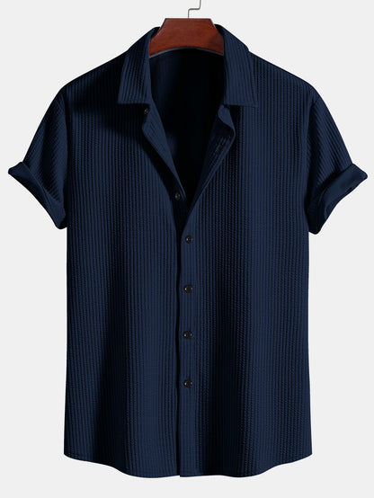 Muscle Fit Ribbed Button Up Shirt & Straight Leg Ribbed Pants