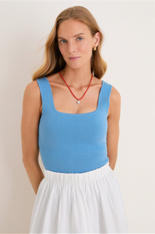 Allure Blue Sara Rib Knit Tank