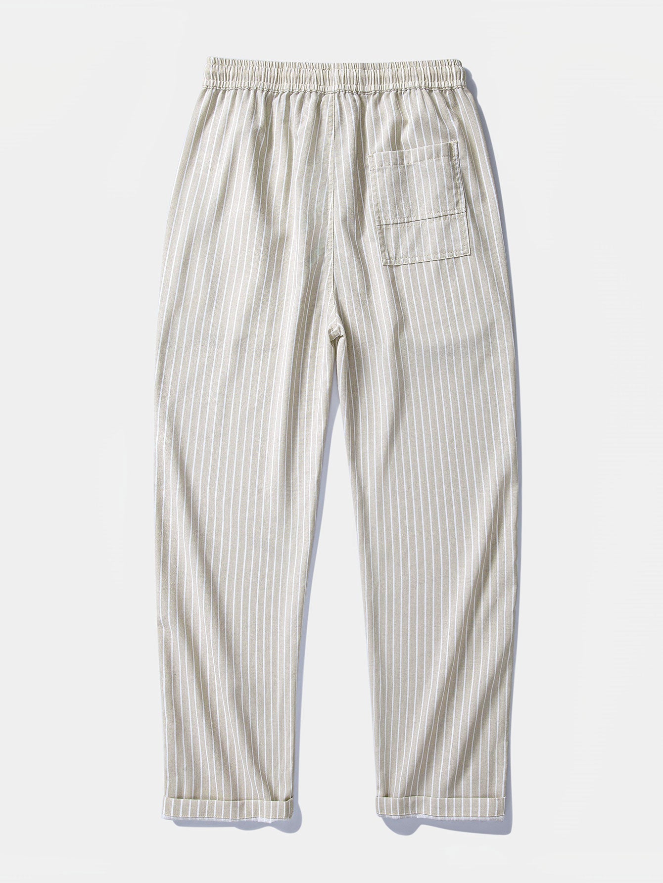 Linen Rayon Blend Button Up Shirt & Stripe Straight Leg Linen Pants