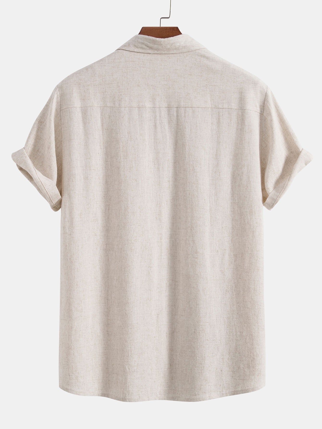 Linen Rayon Blend Button Up Shirt & Stripe Straight Leg Linen Pants