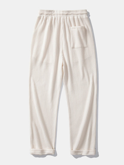 Long Sleeved Knitted Waffle Polo Shirt & Drawstring Knitted Waffle Pants