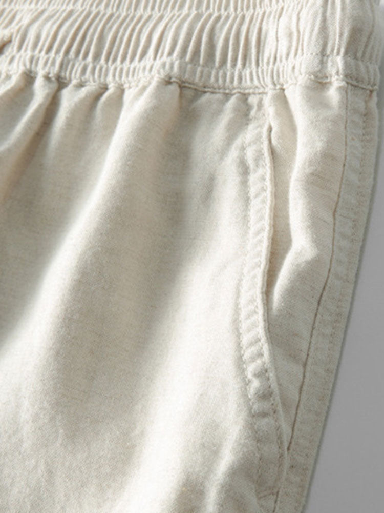 Stripe Crochet Button Up Shirt & Straight Leg Linen Pants