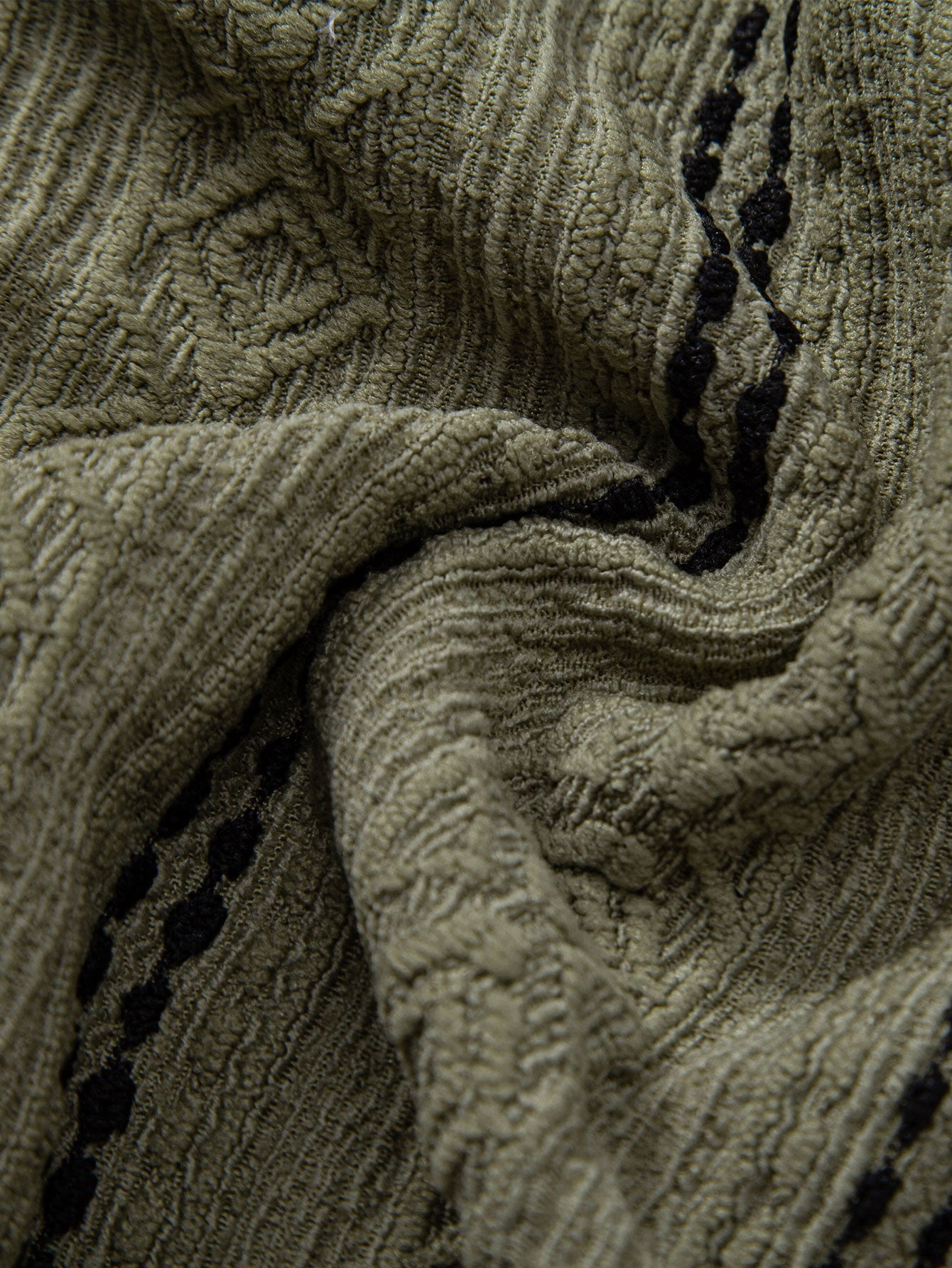 Geometric Striped Jacquard Button Up Shirt & Straight Leg Linen Pants