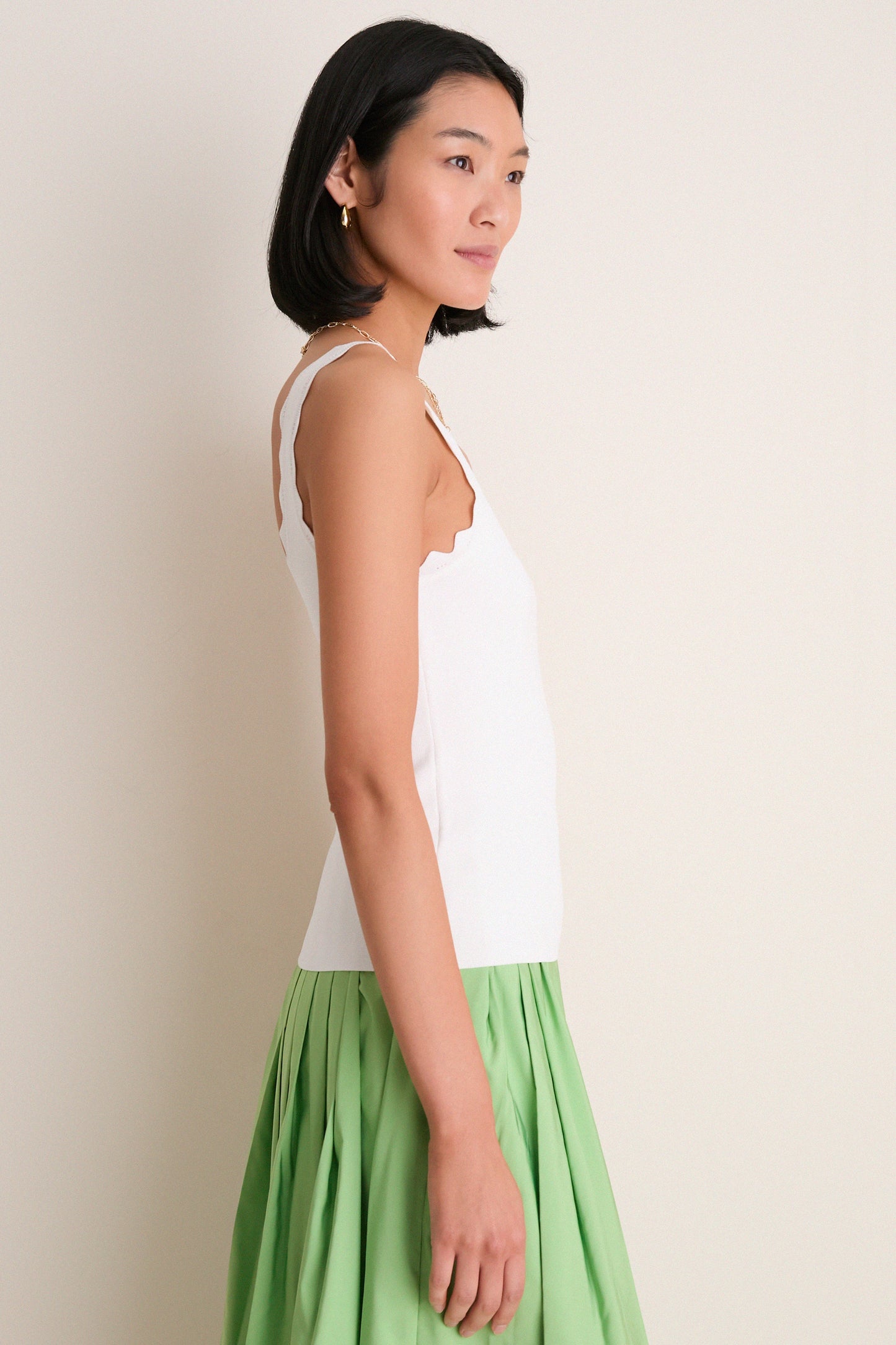 White Ric Rac Compression Tank