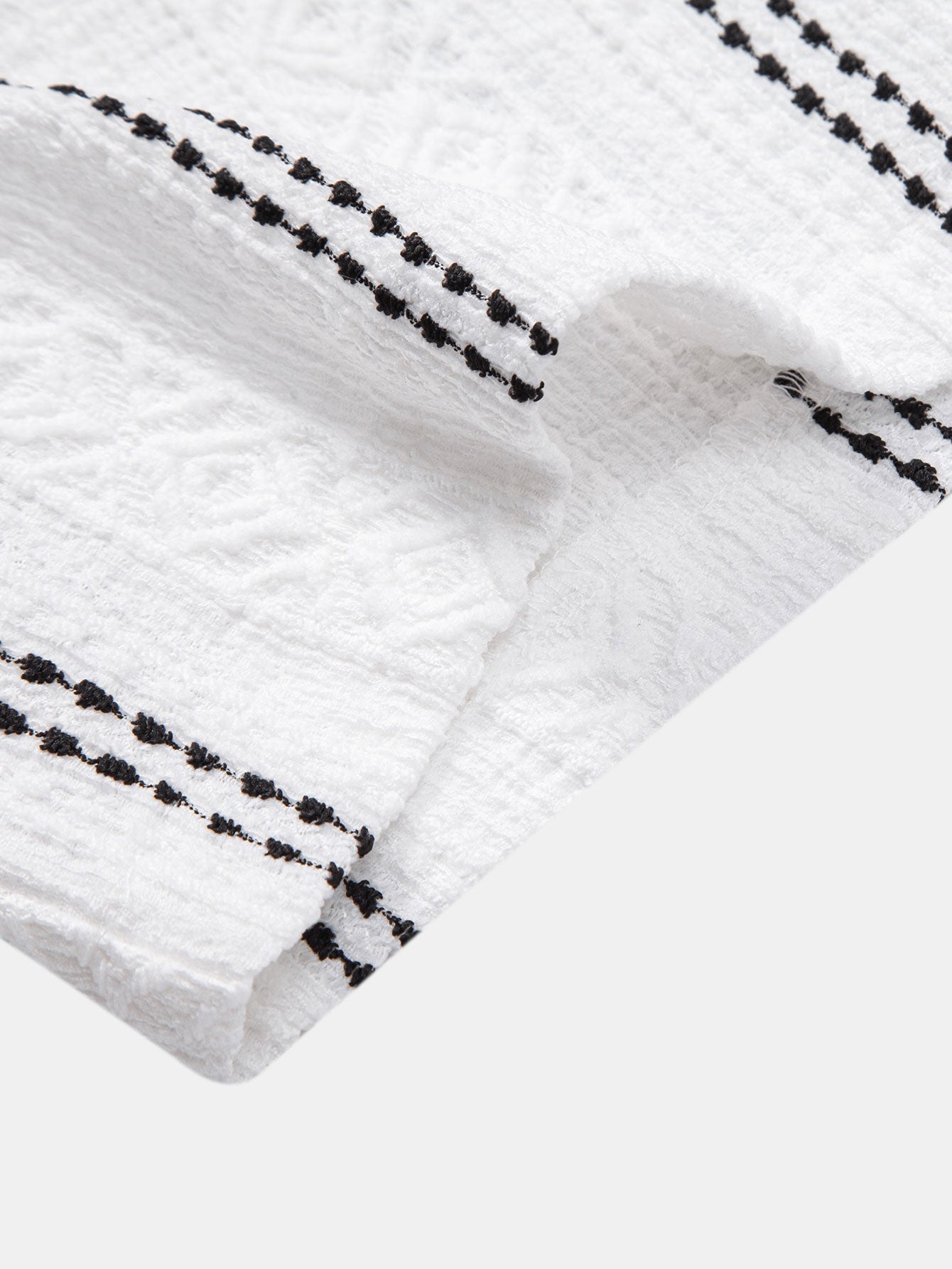 Geometric Striped Jacquard Button Up Shirt & Straight Leg Linen Pants