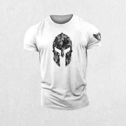 GPW 3D Printed Spartan Helmet Gym T-Shirt - Hex Camo Tough Guy Tee