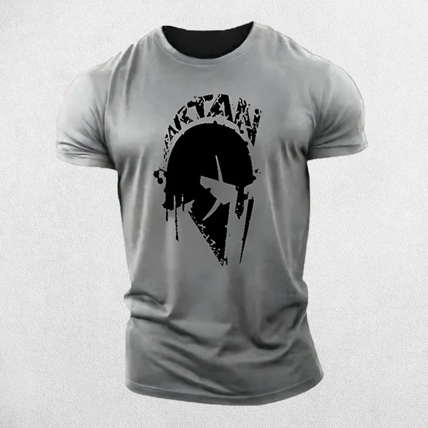 Vintage Spartan Print Men's Fitness T-Shirt - Breathable Cotton Blend