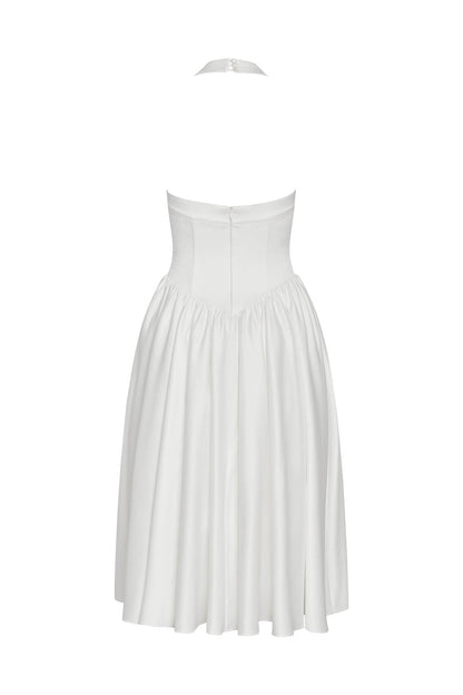 Hart Halter Corset Midi Dress - White