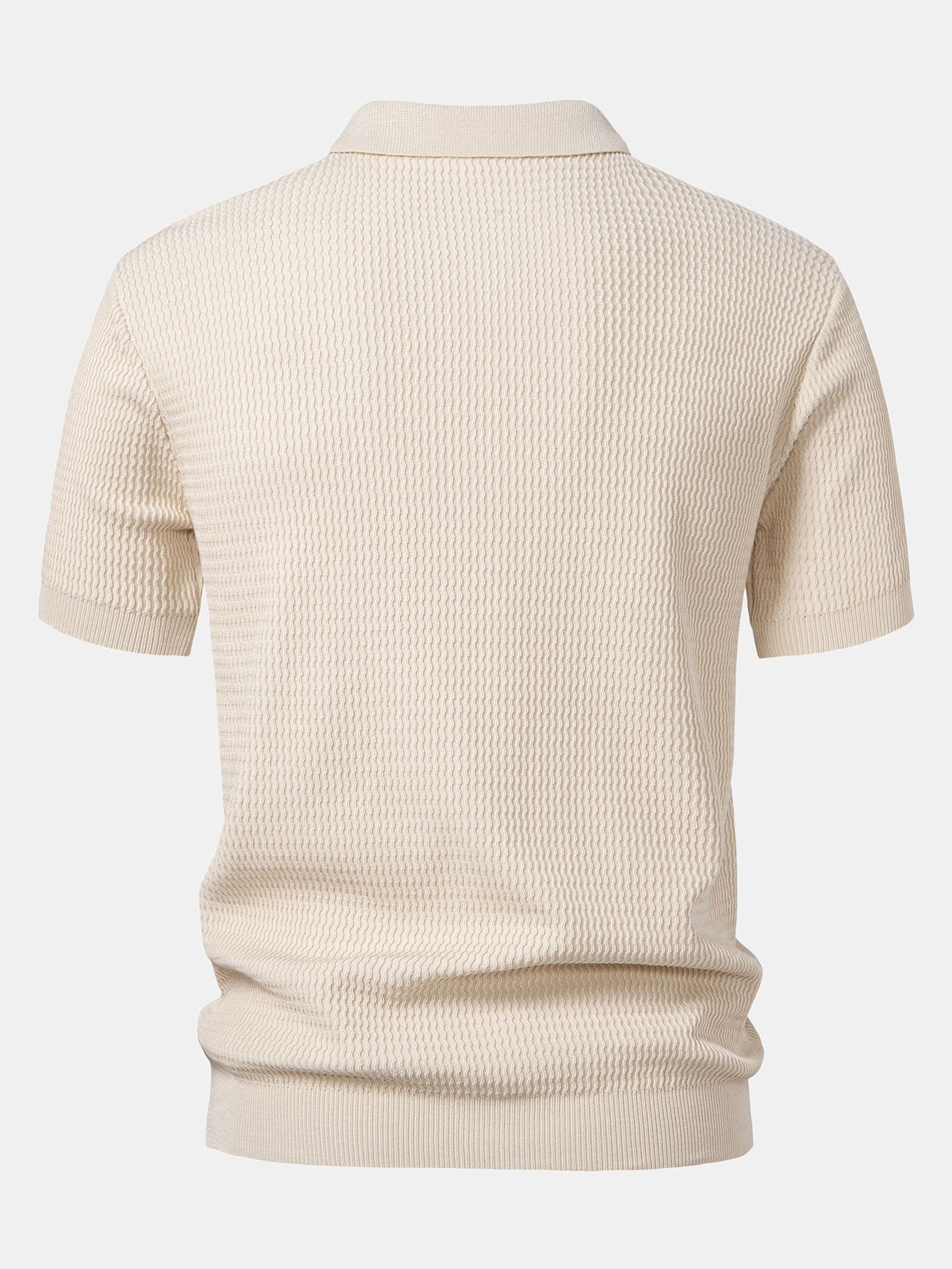 Wave Jacquard Knit V Neck Polo Shirt & Slim Fit Tapered Trousers
