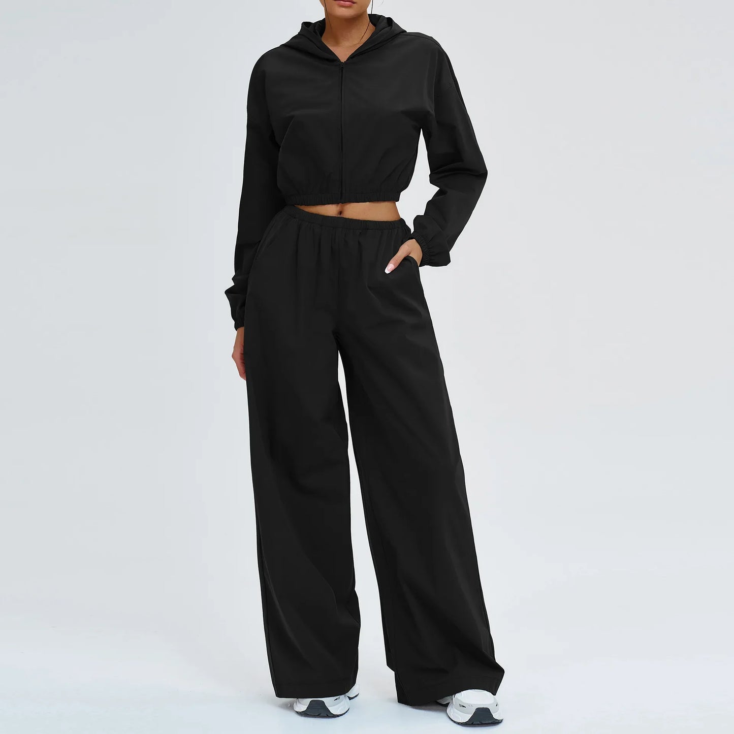 2 Piece Yoga Set Women's Sports Sun Protection Set Zipper Windproof Hooded Sun Protection Leisure Set Outdoor Sports Cycling Set