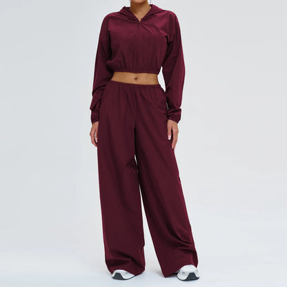 2 Piece Yoga Set Women's Sports Sun Protection Set Zipper Windproof Hooded Sun Protection Leisure Set Outdoor Sports Cycling Set