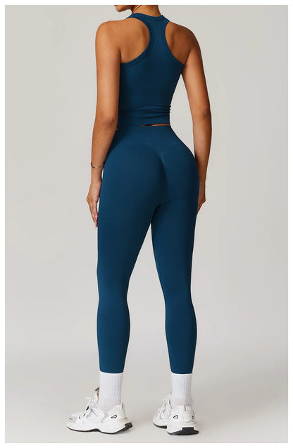 2 Pieces Women's Clothes Seamless Yoga Set Workout Tracksuit Sportswear Gym Clothing High Waist Leggings Fitness Sports Suits