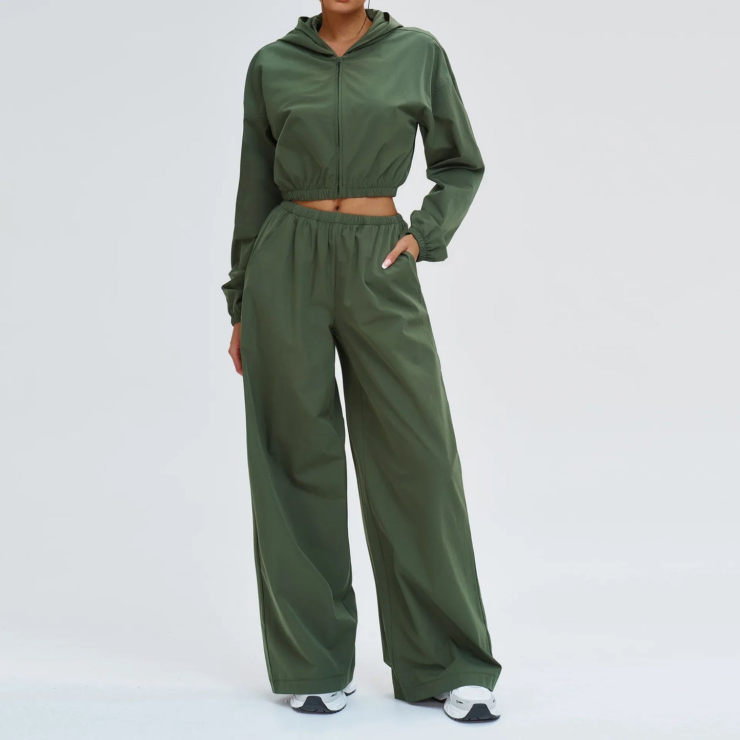 2 Piece Yoga Set Women's Sports Sun Protection Set Zipper Windproof Hooded Sun Protection Leisure Set Outdoor Sports Cycling Set