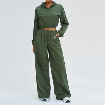 2 Piece Yoga Set Women's Sports Sun Protection Set Zipper Windproof Hooded Sun Protection Leisure Set Outdoor Sports Cycling Set