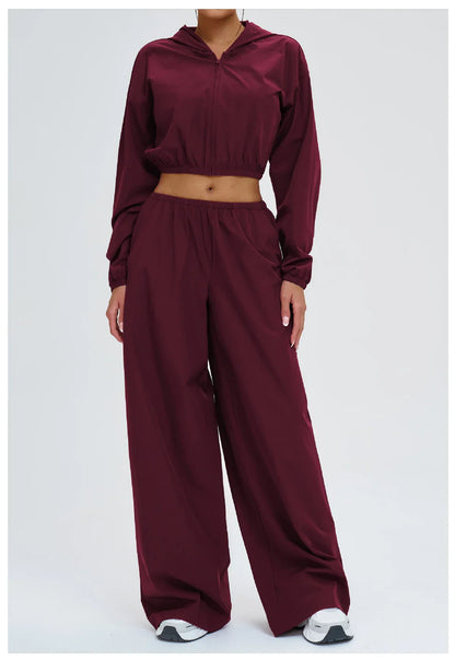 2 Piece Yoga Set Women's Sports Sun Protection Set Zipper Windproof Hooded Sun Protection Leisure Set Outdoor Sports Cycling Set