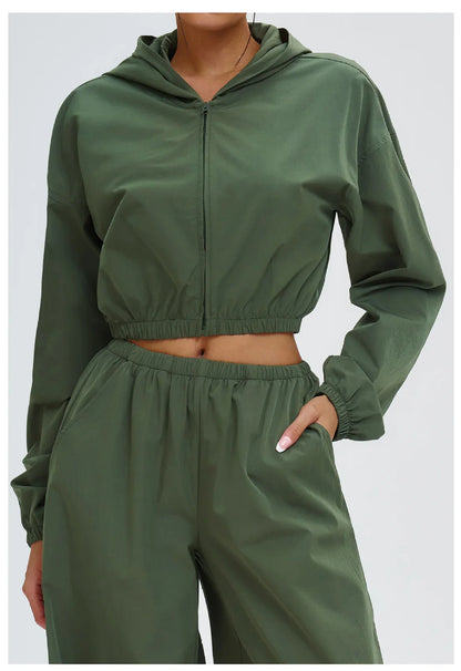 New Yoga Long Sleeve Outdoor Sunscreen Coat Women's Zipper Windproof Hoodie Sports Coat Cycling and Mountaineering Outerwear Top