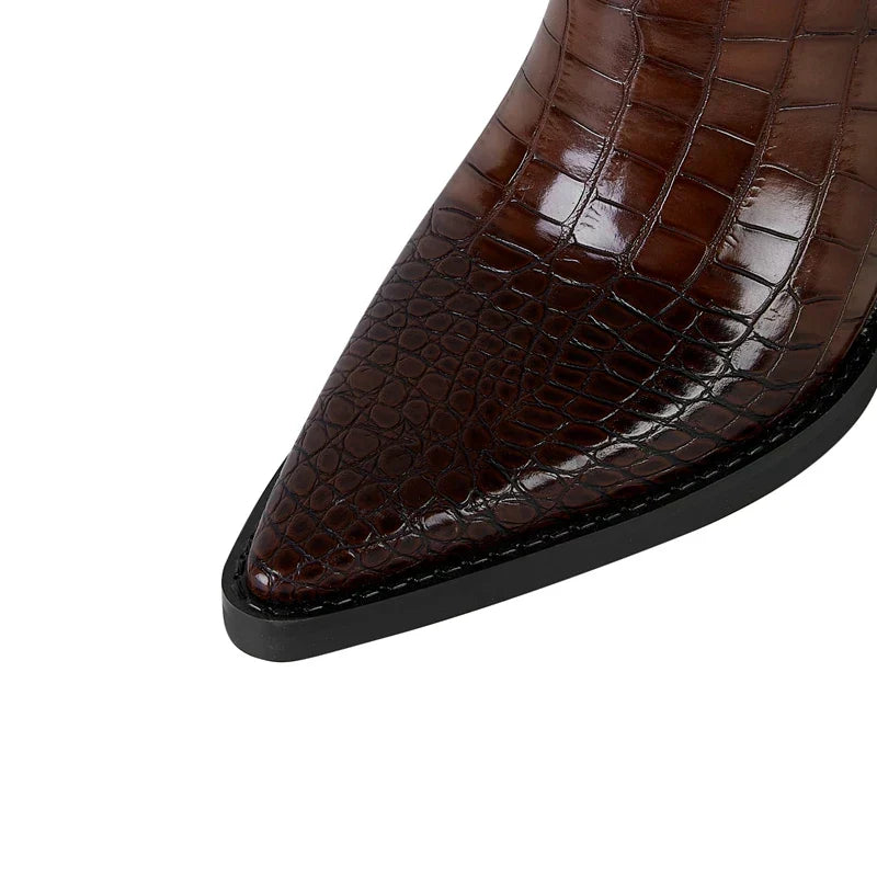 Clara Croc-Embossed High Boots