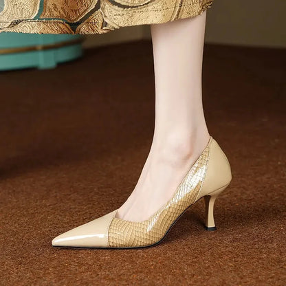 Isabella Snake-Embossed Heel