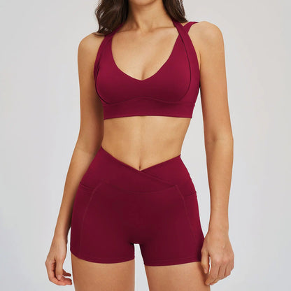 Sports Set 2 Pieces Shorts Gym Exercise Clothes Women's Yoga Suit Fitness Outfits Short Underwear Training Workout Tracksuit