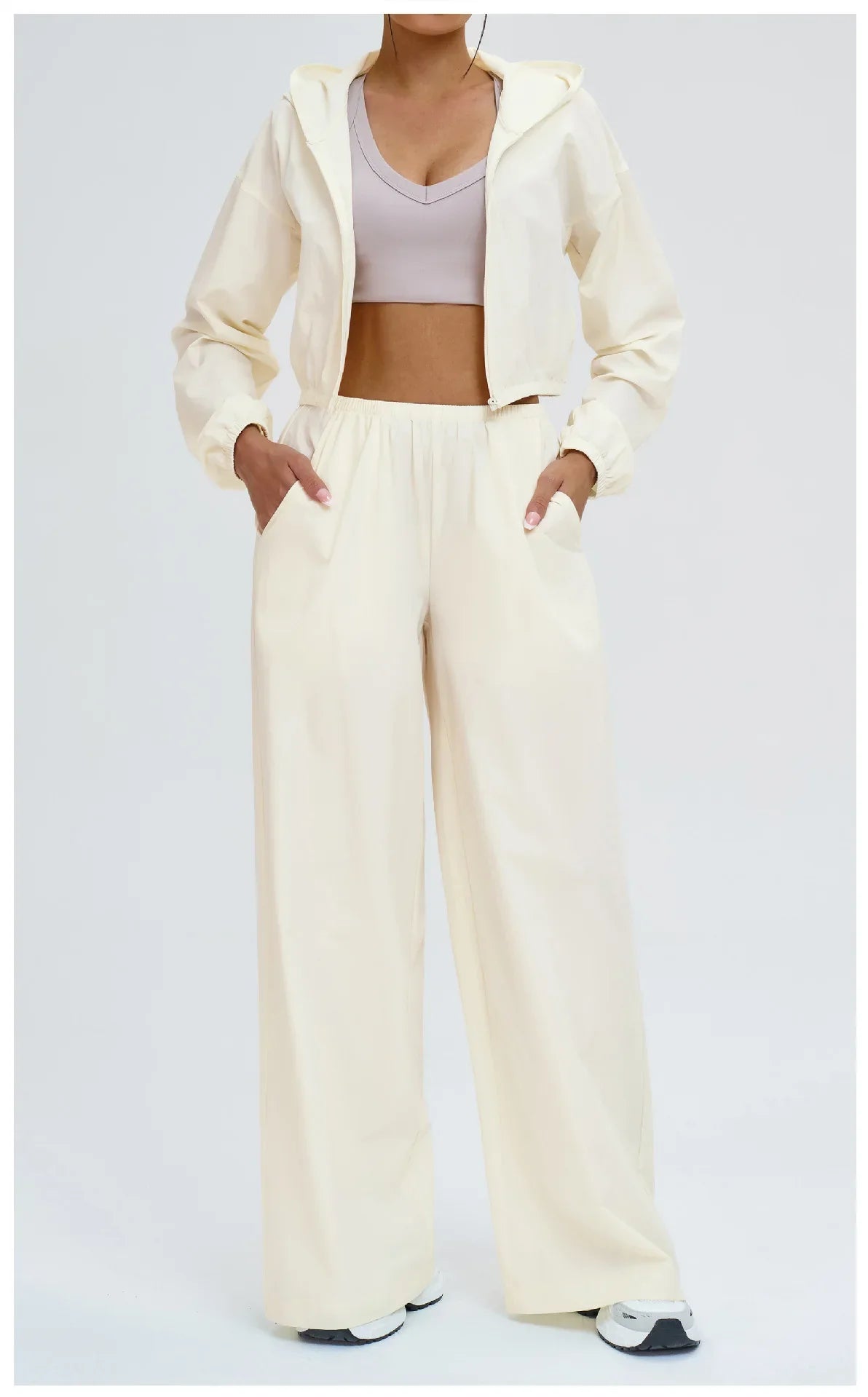 2 Piece Yoga Set Women's Sports Sun Protection Set Zipper Windproof Hooded Sun Protection Leisure Set Outdoor Sports Cycling Set