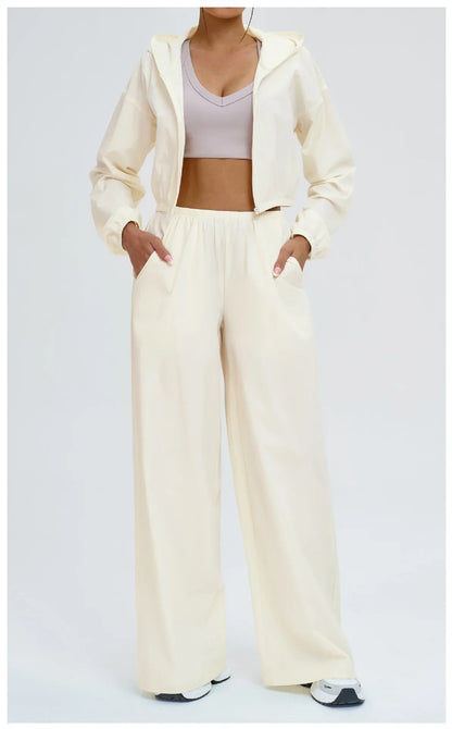 2 Piece Yoga Set Women's Sports Sun Protection Set Zipper Windproof Hooded Sun Protection Leisure Set Outdoor Sports Cycling Set