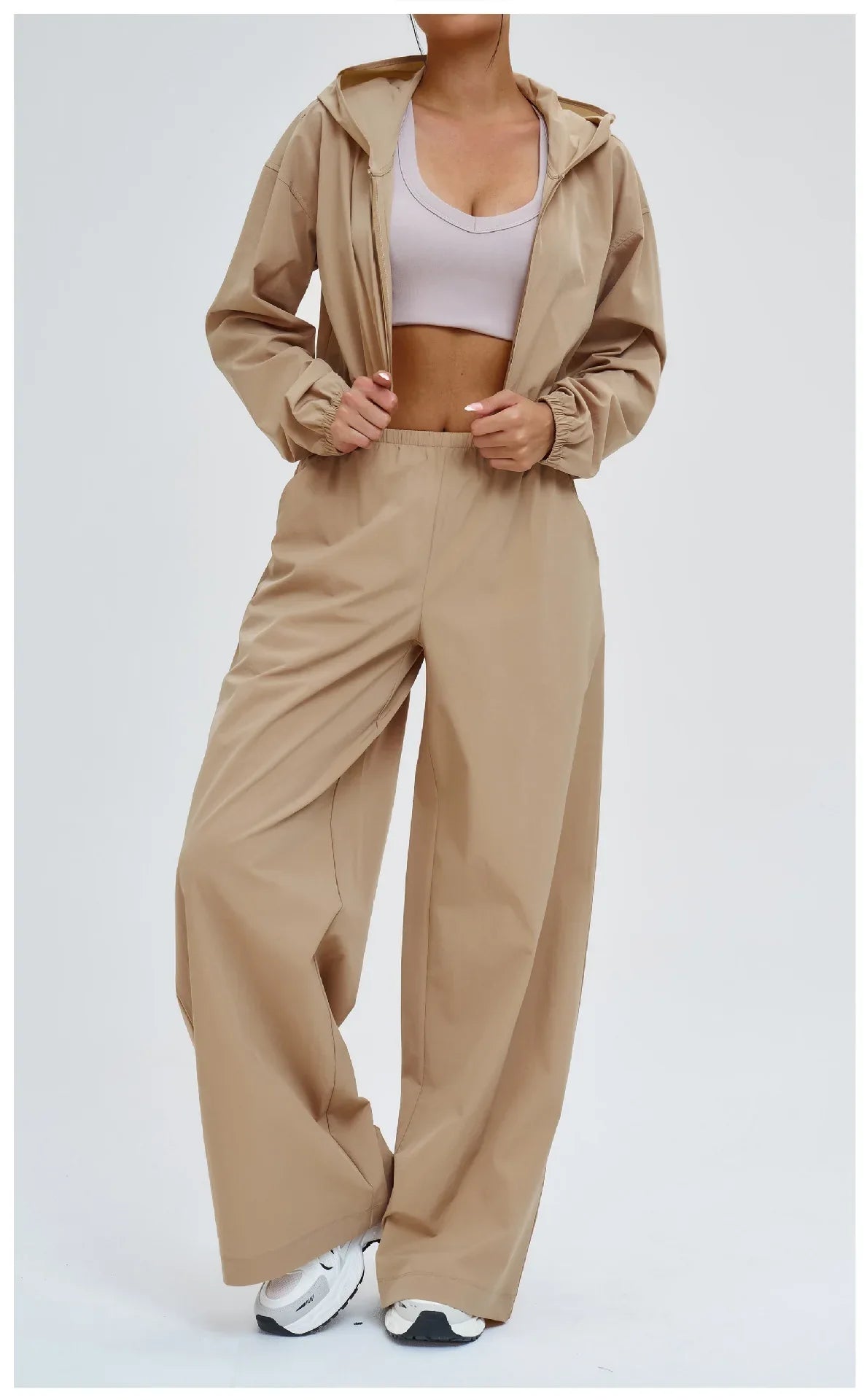 2 Piece Yoga Set Women's Sports Sun Protection Set Zipper Windproof Hooded Sun Protection Leisure Set Outdoor Sports Cycling Set