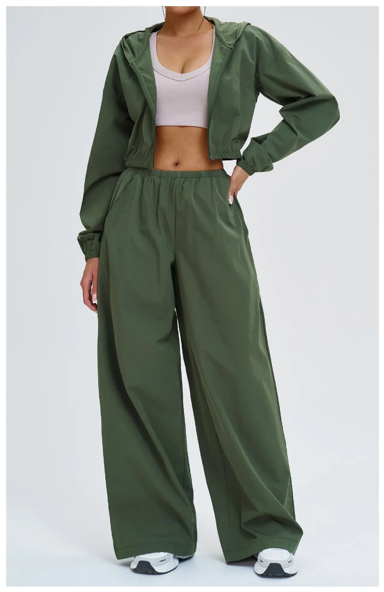 2 Piece Yoga Set Women's Sports Sun Protection Set Zipper Windproof Hooded Sun Protection Leisure Set Outdoor Sports Cycling Set