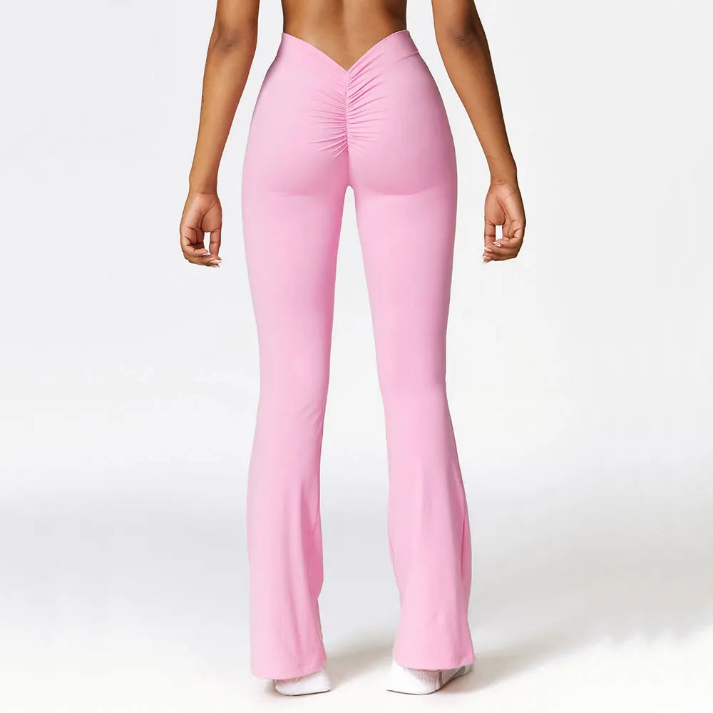 V-shaped Hip Yoga Pants Flare Leggings Women High Waist Wide Leg Pants Women Gym Fitness Sports Flared Pant Dance Trousers