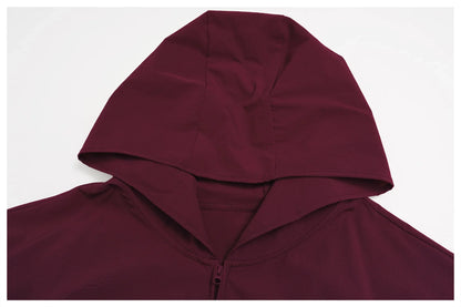 2 Piece Yoga Set Women's Sports Sun Protection Set Zipper Windproof Hooded Sun Protection Leisure Set Outdoor Sports Cycling Set