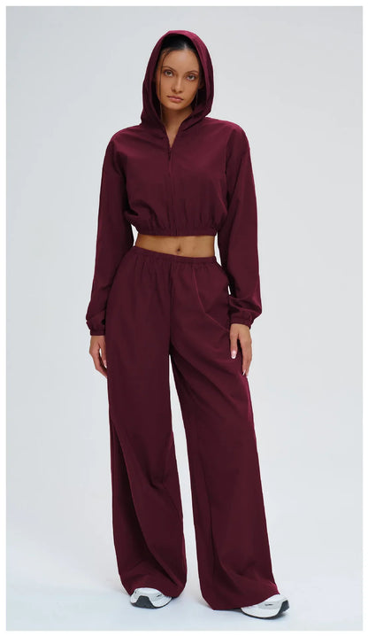 2 Piece Yoga Set Women's Sports Sun Protection Set Zipper Windproof Hooded Sun Protection Leisure Set Outdoor Sports Cycling Set