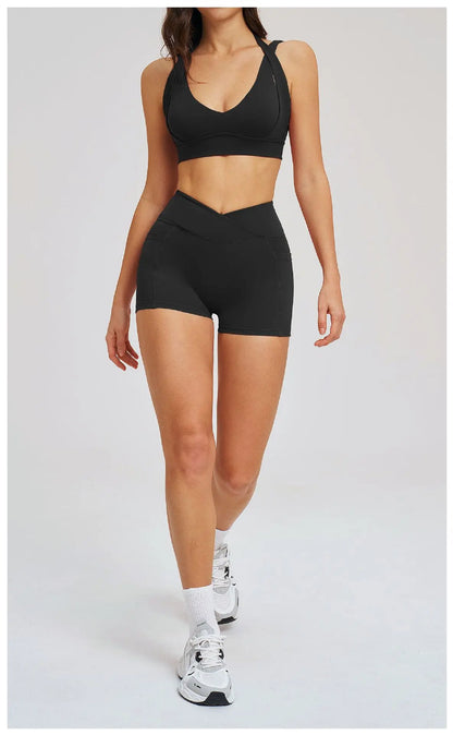 Sports Set 2 Pieces Shorts Gym Exercise Clothes Women's Yoga Suit Fitness Outfits Short Underwear Training Workout Tracksuit