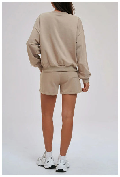 2-piece Yoga Set Women's Hoodie Set Winter Loose Long Sleeved Sports Set Outdoor Fitness Set Cycling Shorts Casual Set