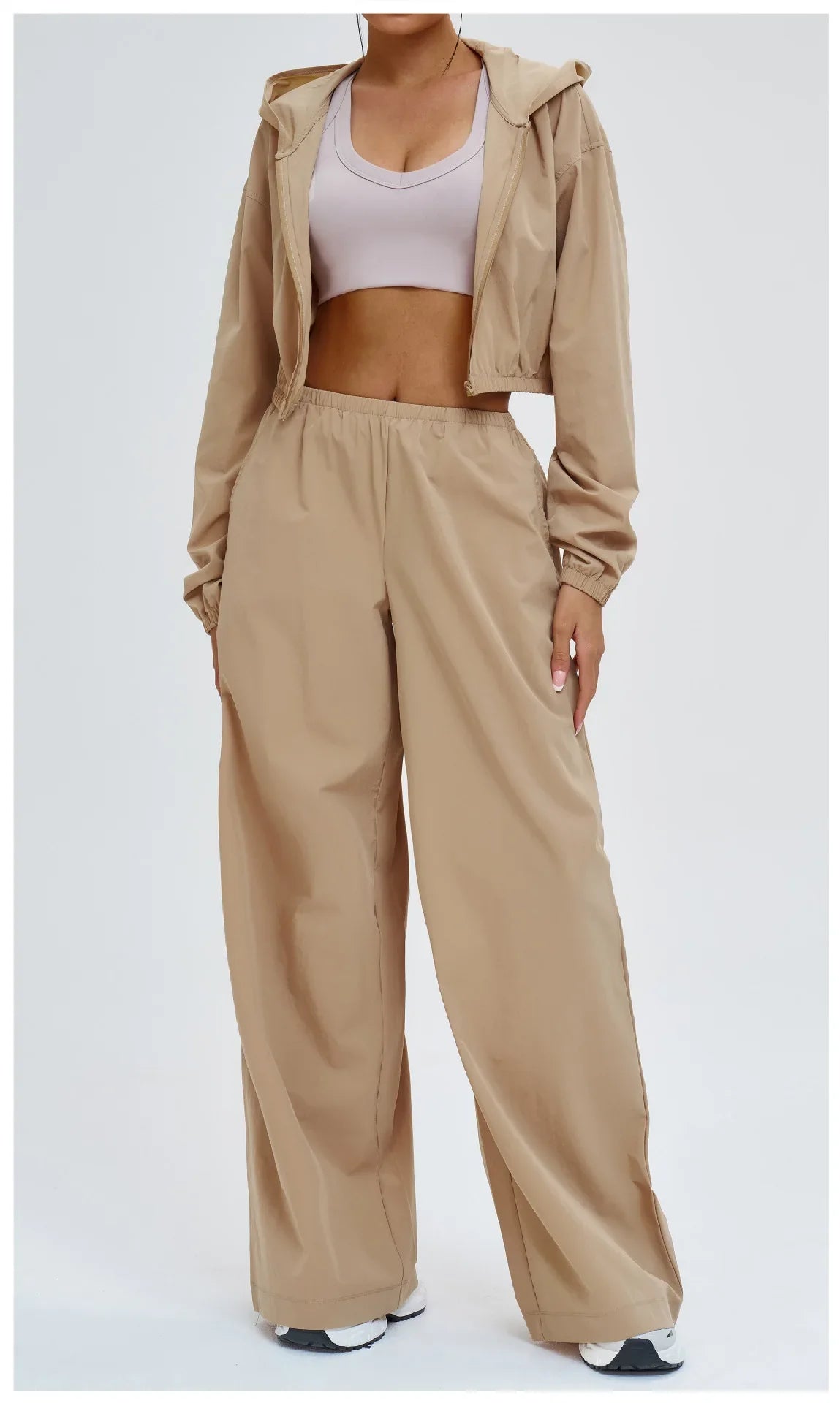 2 Piece Yoga Set Women's Sports Sun Protection Set Zipper Windproof Hooded Sun Protection Leisure Set Outdoor Sports Cycling Set