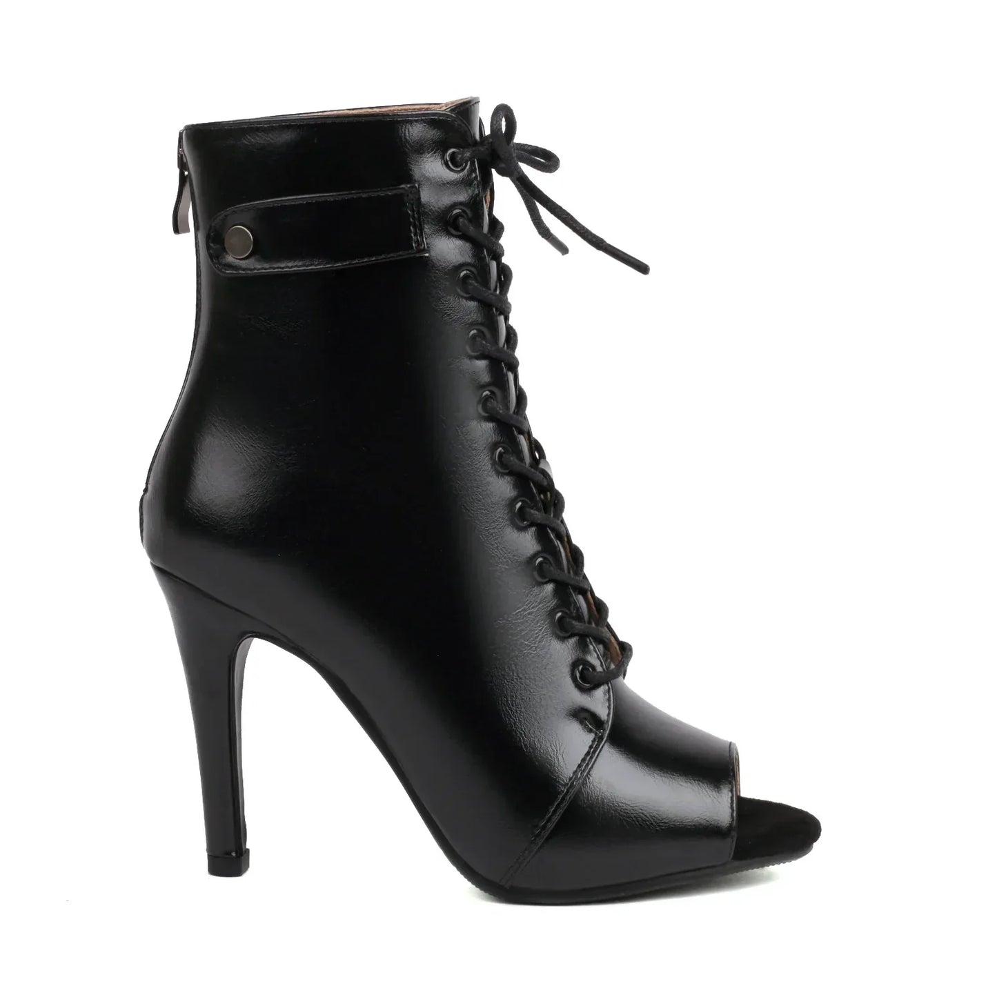 Mia Peep-Toe Stiletto Boots – Women’s Lace-Up Ankle Heels