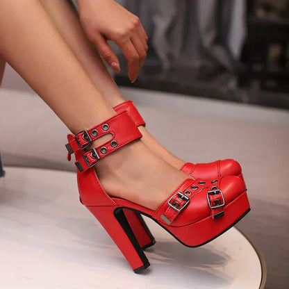 Valeria Studded Platform Heels – Women’s 12.5cm Buckle Sandals