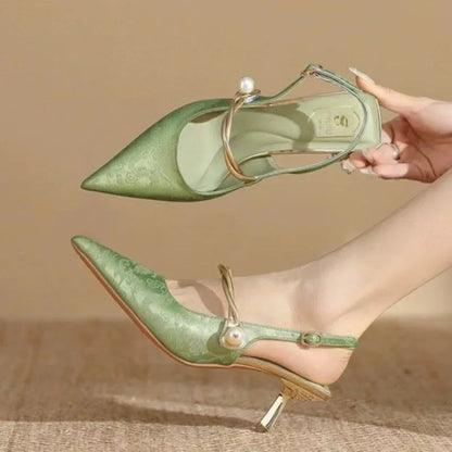 Celeste Satin Pearl Heels