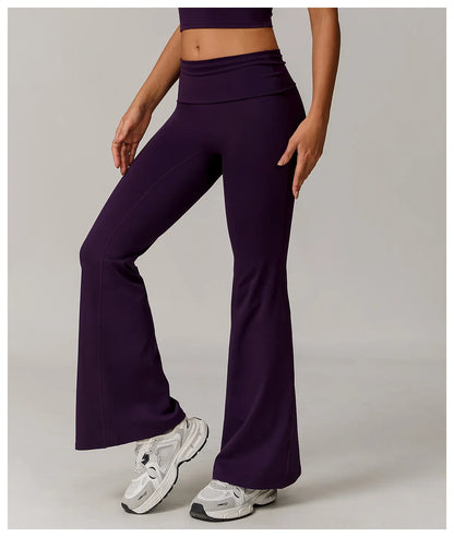 Flare Leggings Yoga Pants Women High Waist Wide Leg Yoga Pants Gym Sports Slim Flared Tights Pants Control Tummy Dance Trousers