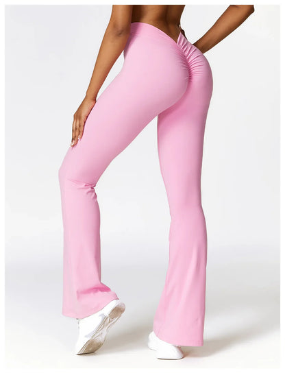 V-shaped Hip Yoga Pants Flare Leggings Women High Waist Wide Leg Pants Women Gym Fitness Sports Flared Pant Dance Trousers