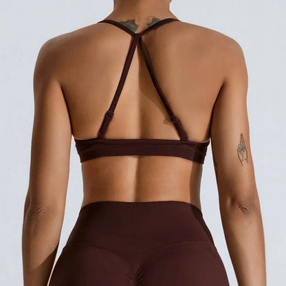 Women Sports Underwear Scrunch Push-up High Support Adjustable Thin Shoulder Strap Tank Fitness Top Seamless Workout Yoga Bras