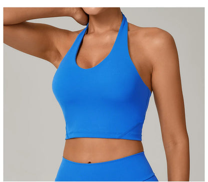 Sexy Impact Sports Bra Women Halter Top High Support Push-up Open Back Gym Bra Shockproof Running Fitness Yoga Workout Underwear