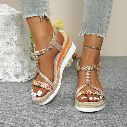Bianca Orthopedic Wedge Sandals – Braided Slip-On with Arch Support