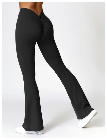 V-shaped Hip Yoga Pants Flare Leggings Women High Waist Wide Leg Pants Women Gym Fitness Sports Flared Pant Dance Trousers