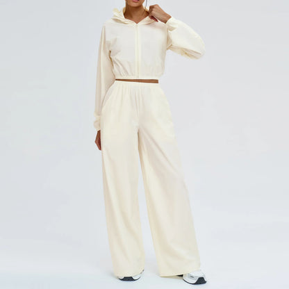 2 Piece Yoga Set Women's Sports Sun Protection Set Zipper Windproof Hooded Sun Protection Leisure Set Outdoor Sports Cycling Set