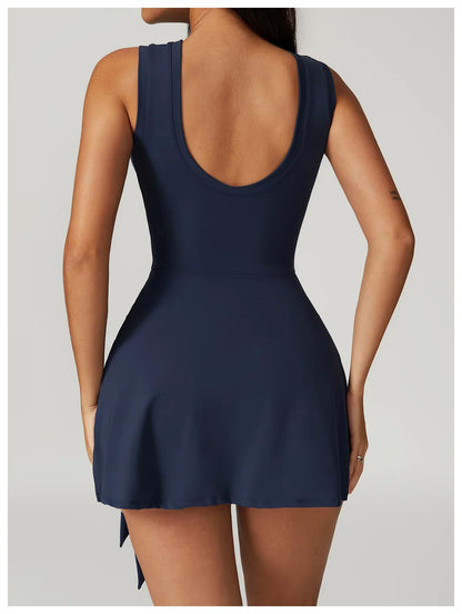 Romper Backless Set Gym Sports Fitness Bodysuit Siamese Sportswear Women Clothes Jumpsuit Skirt One-piece Playsuit Yoga Suit