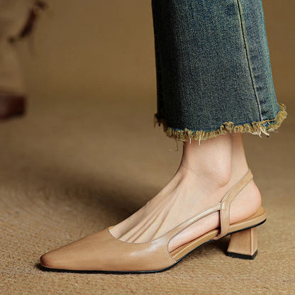 Mara Genuine Leather Slingback Pumps