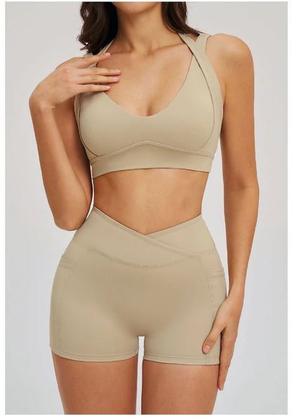 Sports Set 2 Pieces Shorts Gym Exercise Clothes Women's Yoga Suit Fitness Outfits Short Underwear Training Workout Tracksuit