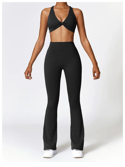 V-shaped Hip Yoga Pants Flare Leggings Women High Waist Wide Leg Pants Women Gym Fitness Sports Flared Pant Dance Trousers