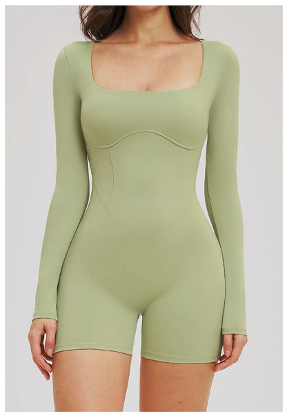 Women Bodysuits Gym Rompers Push Up Workout Clothes Backless Scrunch Fitness Sports Yoga Bodysuit Short Sleeves Fitness Jumpsuit